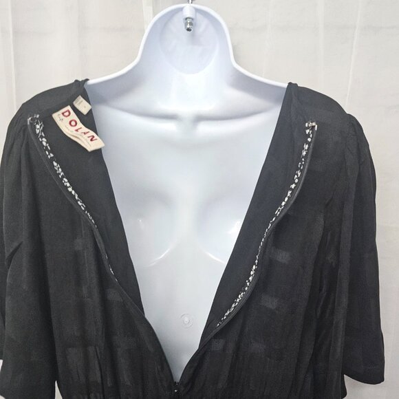 Anthropologie Dolan Black Windowpane Straight Leg Jumpsuit Boho Party M - Picture 11 of 16